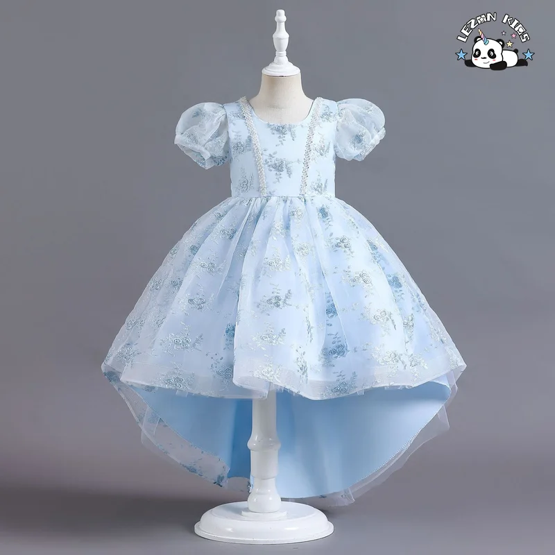 LEZONKIDS - Customizable Wholesale Kids Wear Summer Party Princess Custom Girl Floral Printed Flower Dress